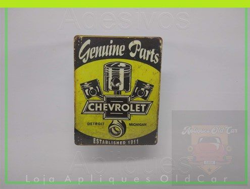 Adesivo Genuine Parts - Chevrolet - Detroit Michigan - Adesivo Retrô - (reverso - Colagem Interna no Vidro)