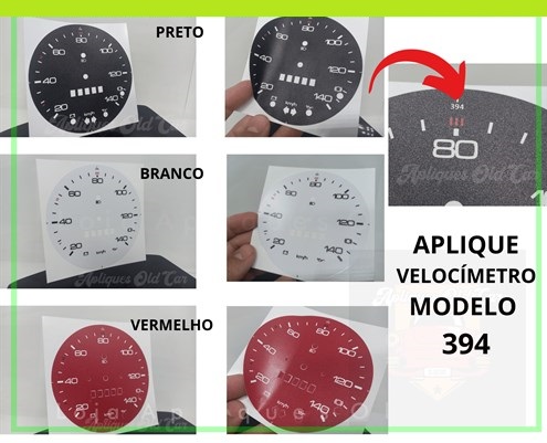 Adesivo Aplique Velocímetro Fusca Modelo 394 / Vinil para Restauração / Preto, Branco, Vermelho