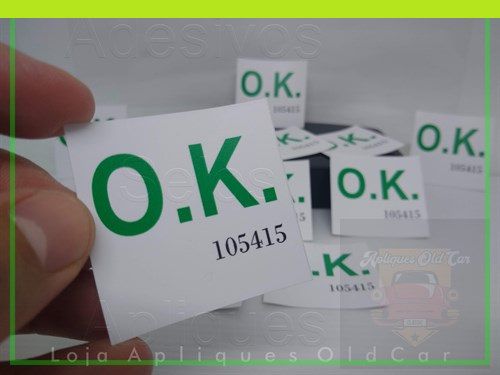 Adesivo Ok (verde) Capelinha Motor Fusca - Fusca Até 79 (selo Ok N. 105415)