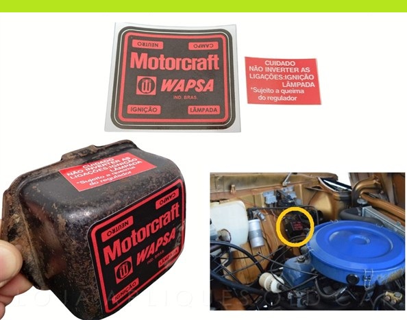 ADESIVOS TAMPA REGULADORA DE TENSÃO MOTORCRAFT FORD / MAVERICK, CORCEL, GALAXY, LANDAU
