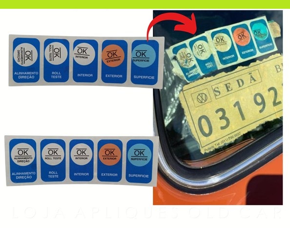 ADESIVO CONTROLE DE QUALIDADE LINHA ANTIGA VOLKSWAGEN ATÉ 1979 / SELOS PARA-BRISA / FUSCA, BRASILIA, KOMBI, TL, VARIANT