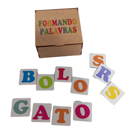 Caixa de Letras em MDF colorido c/ 70 pçs- Formando Palavras