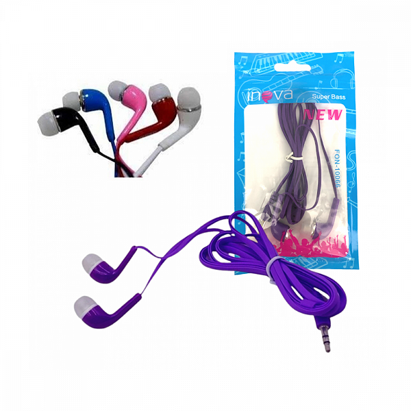 Fone de Ouvido Intra Auricular Com Fio e SEM Microfone INOVA FON-10066 / FON-10048