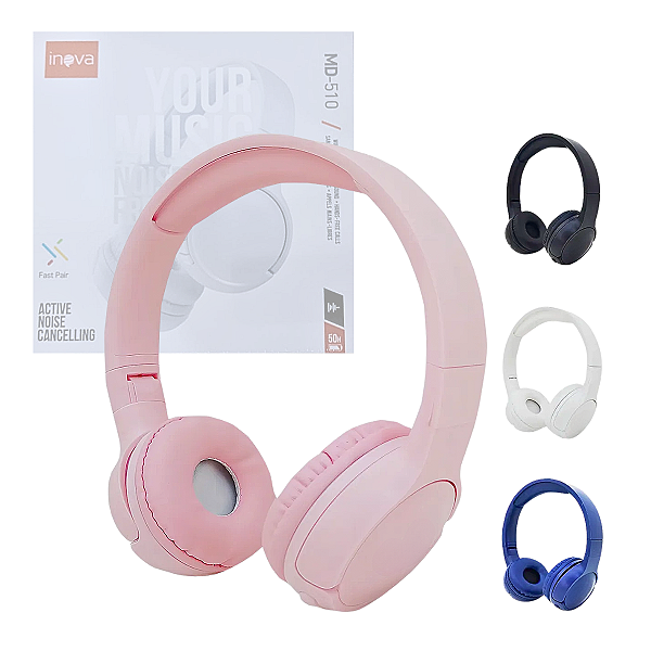 Fone de Ouvido Bluetooth Redução de Ruído ANC Headset INOVA MD-510