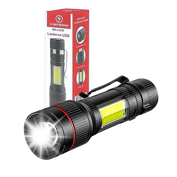 Mini Lanterna Tática com Led e Zoom Recarregável USB Kapbom KA-L1310