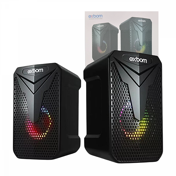 Caixa de Som Alto Falante 2.0 com LED SPACE 10W para Computador Notebook Gamer Exbom CS-C54