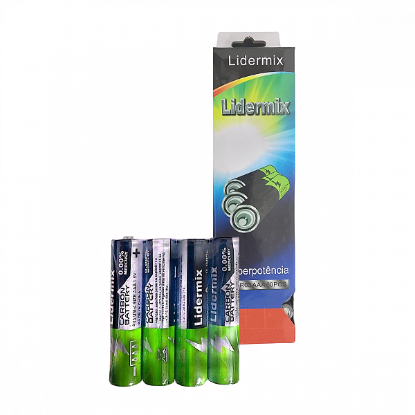 Caixa de Pilhas Seca AAA 1.5V R03 com 60 peças Lidermix R03-AAA