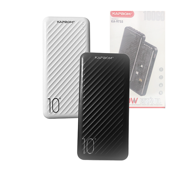 Carregador Portátil Power Bank 10000mAh com 04 Saídas USB / V8 / TIPO-C / Lightning Kapbom KA-9755