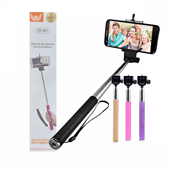 Bastão Pau de Selfie Suporte Celular c/ Controle Disparador Bluetooth Altomex ZB-007