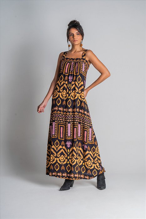 Vestido Longo Alça Elementos