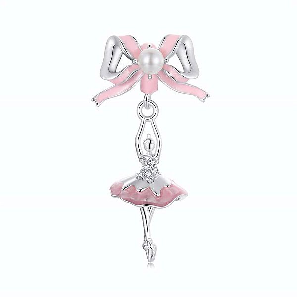 Berloque Bailarina Rosa Em Prata Legítima 925 Eternal Joias