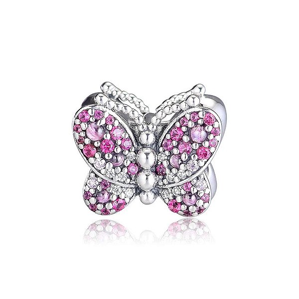 Berloque Separador Borboleta Rosa Prata 925 Legitima Eternal