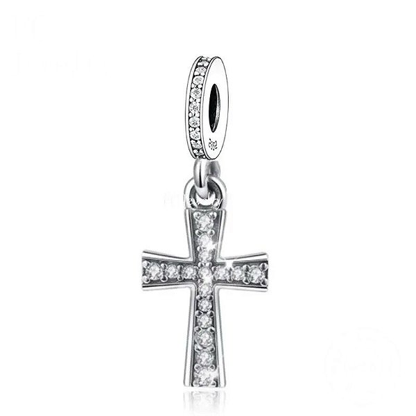 Berloque Pendente Cruz Cravejada Prata Legítima 925 Eternal