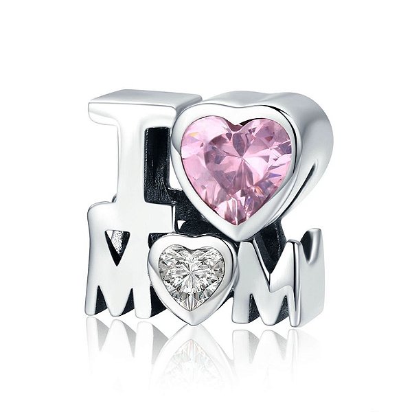 Berloque I Love Mom Em Prata Legítima 925 Eternal Joias