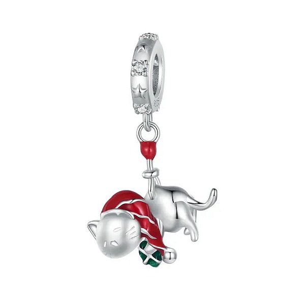 Berloque Gatinho de Natal Prata Legitima 925 Eternal