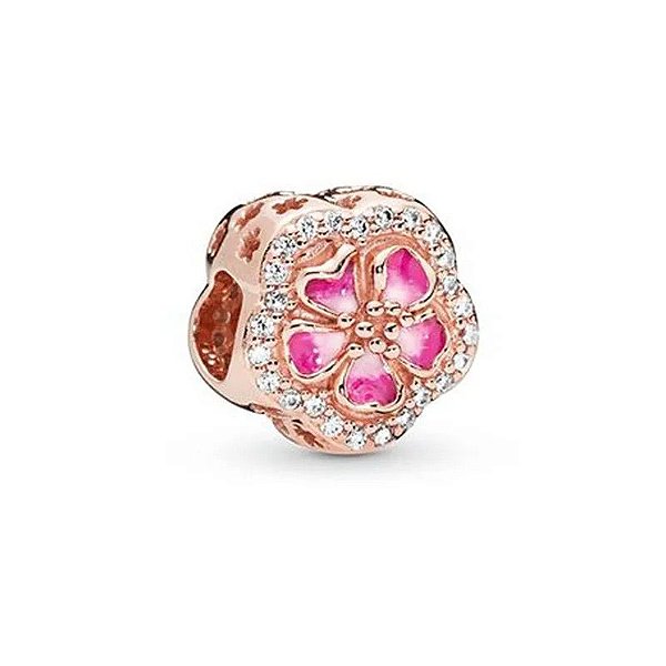 Berloque Florzinha Rosé Em Prata 925 Eternal Joias