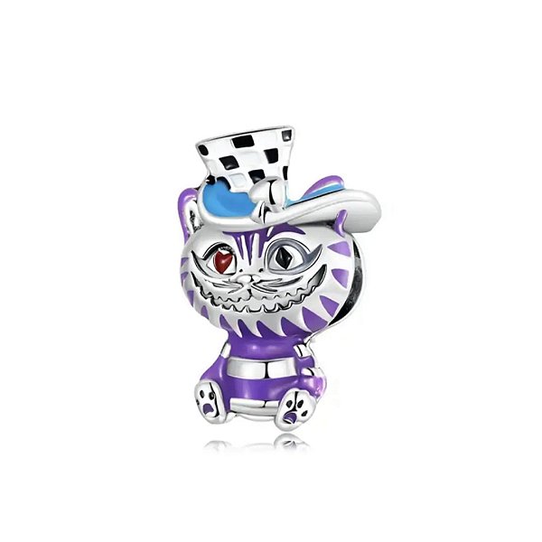 Berloque Gato Cheshire Alice Pais das Maravilhas Prata 925