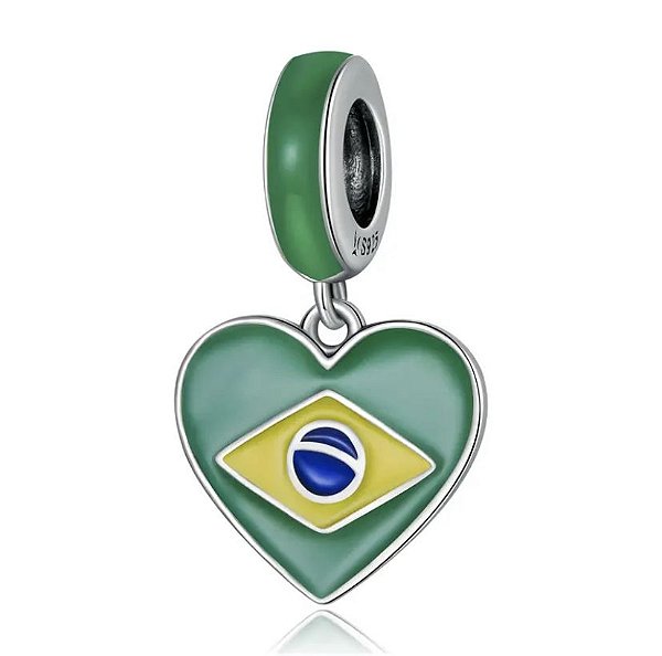 Berloque Bandeira Brasil Em Prata Legitima 925 Eternal Joias