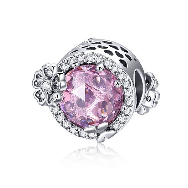 Berloque Radiante Rosa Em Prata 925 Eternal Joias