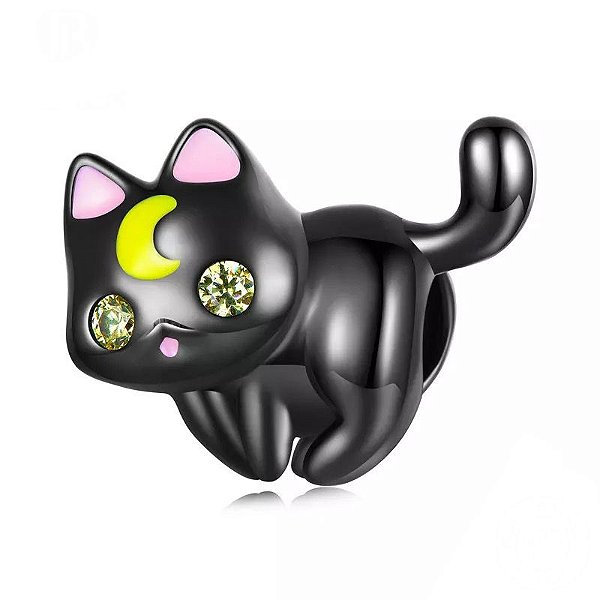 Berloque Gatinho Rodio Negro Em Prata 925 Eternal Joias