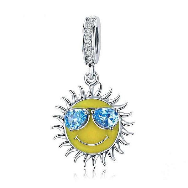 Berloque Pendente Sol Eu Amo Verao Em Prata 925 Legítima