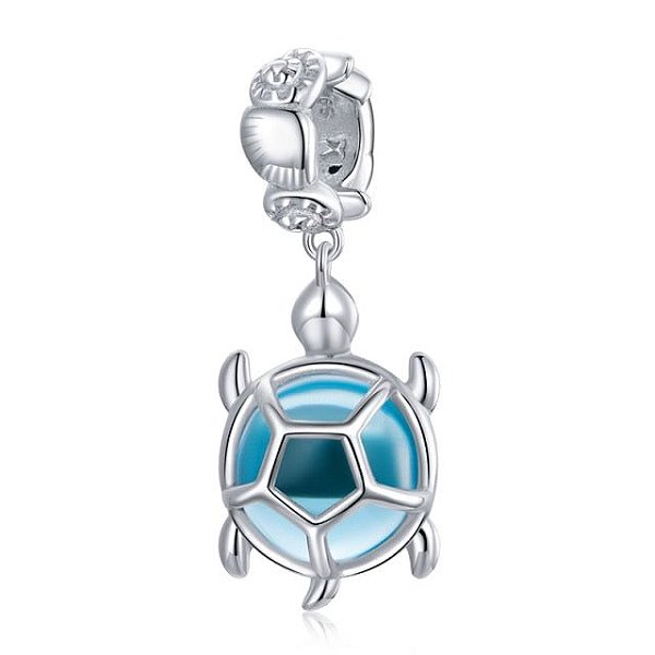 Berloque Pendente Tartaruga Marinha azul Prata 925 legitima