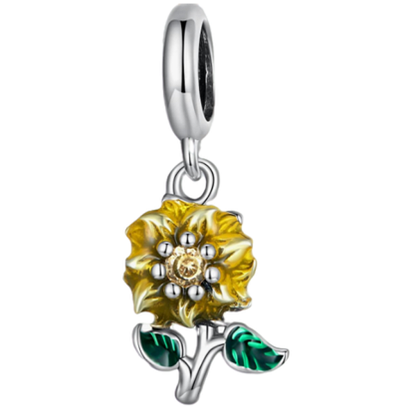 Mini Berloque Girassol Pendente Original Prata 925 Legitima