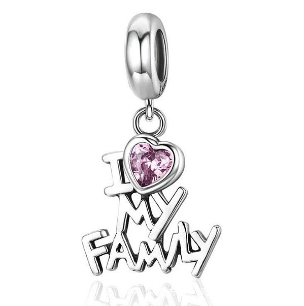 Berloque I love my family Prata 925 legitima Eternal Joias