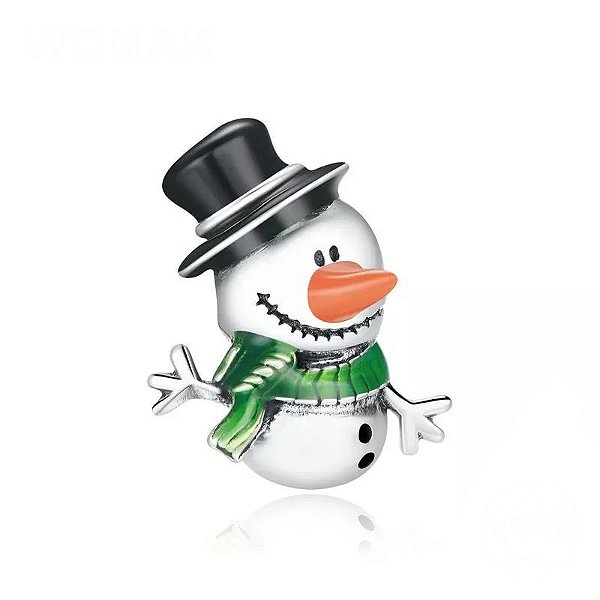 Berloque Boneco de Neve Natal Prata 925 legitima