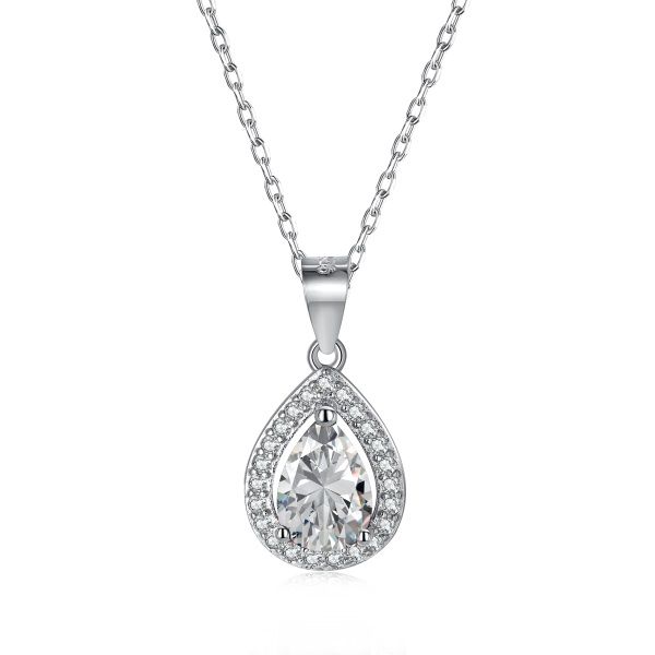 Colar Gota Cravejada Prata Legítima 925 Eternal Joias