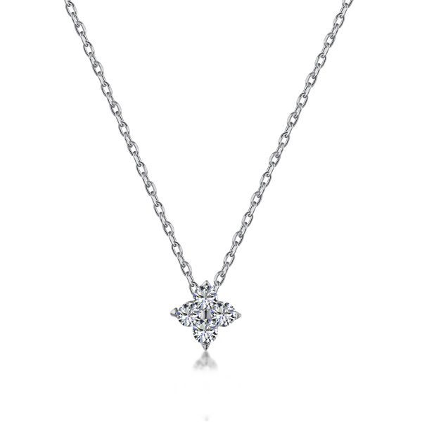 Colar Ponto de Luz Flor de Cristal Prata 925 Legitima de Lei