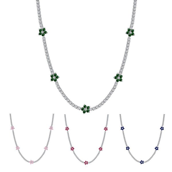 Colar Riviera Florzinhas Em Prata Legítima 925 Eternal Joias