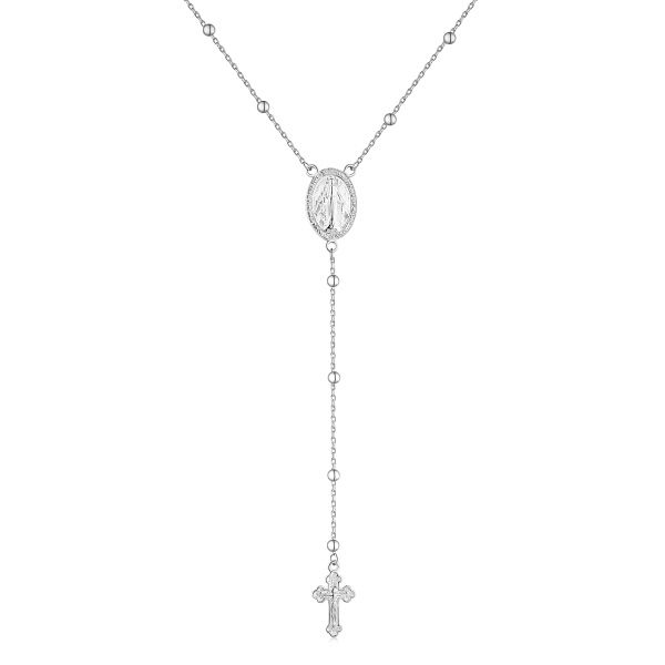 Colar Gravata Terço Maria Prata 925 Legítima Eternal Joias