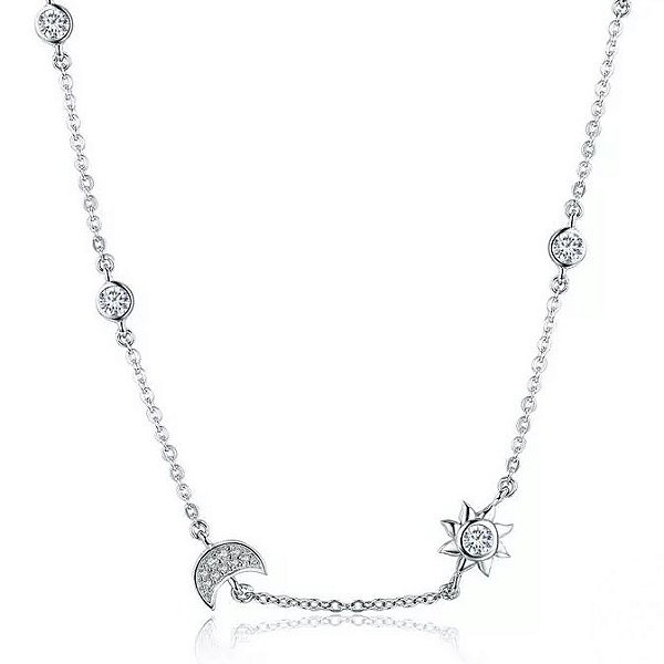 Colar sol e lua em prata de lei 925