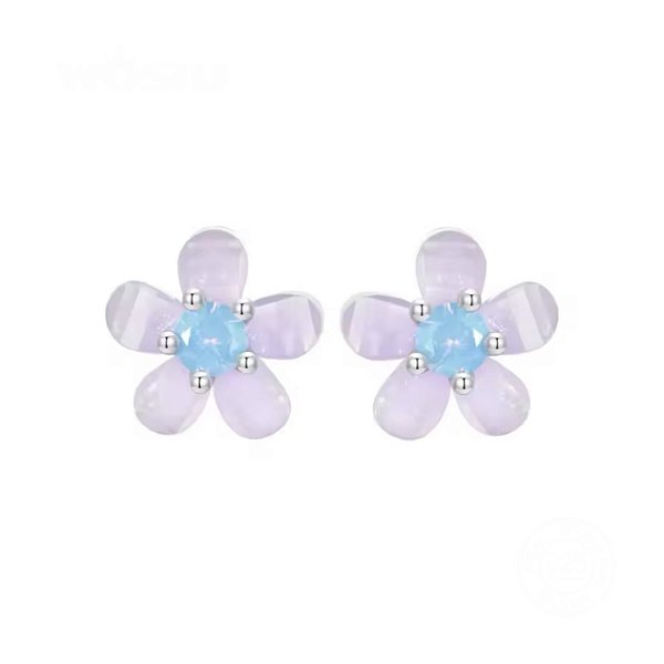 Brinco Flor Lilás Em Prata Legítima 925 Eternal Joias