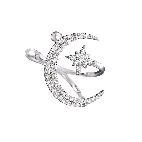Brinco Piercing Fake Lunar Prata Legítima 925 Eternal Joias
