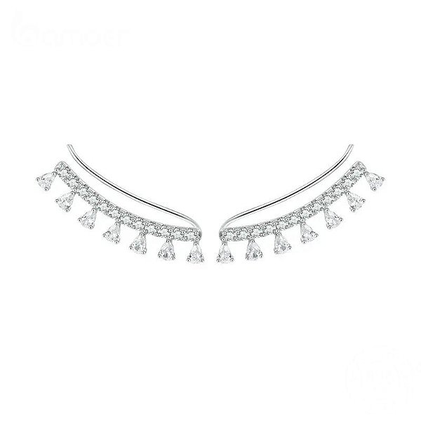 Brinco Ear Cuff Zircônias Prata Legitima 925 Eternal