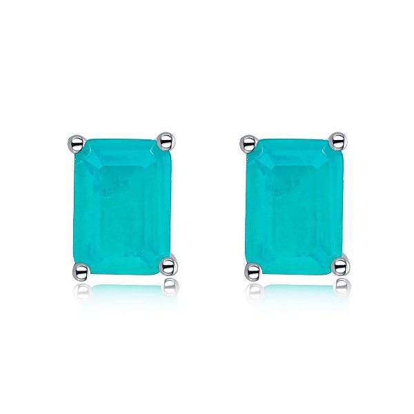 Brinco Retangular Turmalina Prata Legitima 925 Eternal Joias