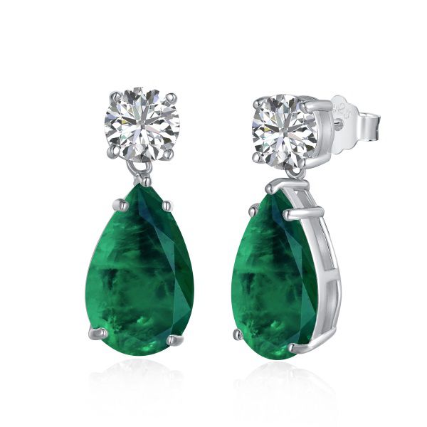 Brinco Gota Verde Esmeralda Prata Legitima 925 Eternal Joias