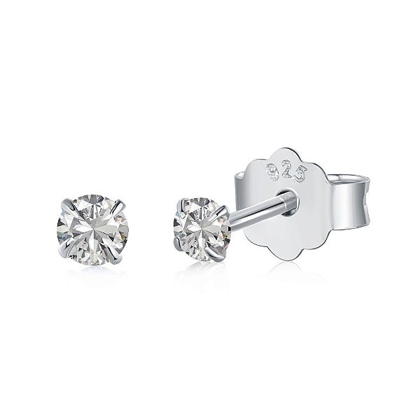 Brinco Ponto de Luz Cristal Prata 925 Eternal Joias