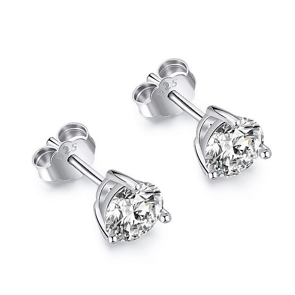 Brinco Ponto de Luz Pedra 8mm em Prata 925 Eternal Joias