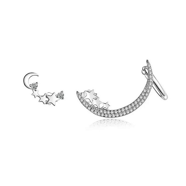 Brinco Ear Cuff Lua e Estrelas em Prata 925 Eternal Joias