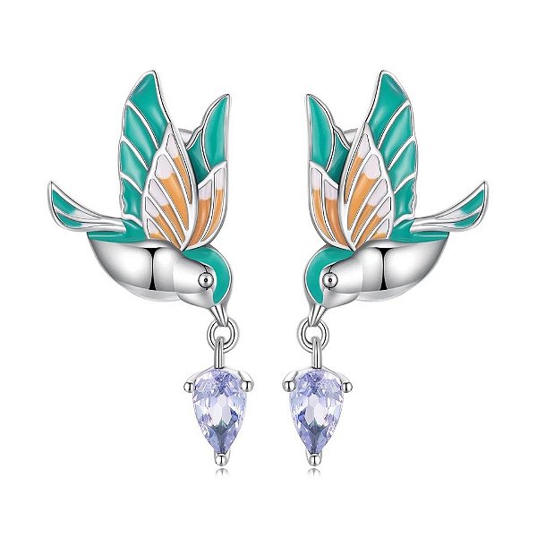 Brinco Beija-Flor Colibri Prata Legítima 925 Eternal Joias