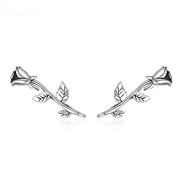 Brinco ear cuff rosa Em Prata 925 legítima