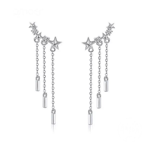 Brinco Ear Cuff Estrela Cascata em prata 925 legitima