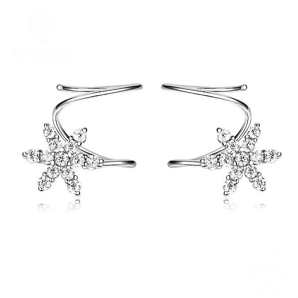 Brinco espiral floco de neve Em Prata 925 legítima