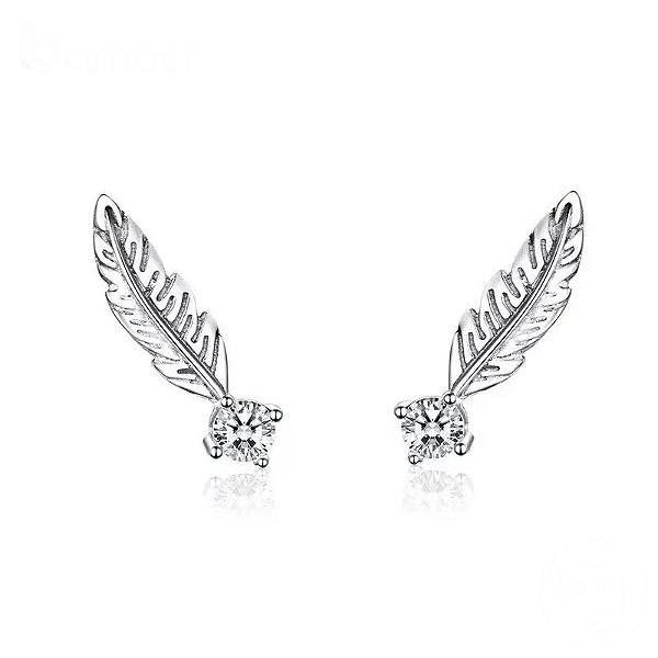 Brinco de Pena com Zircônia Em Prata 925 legítima