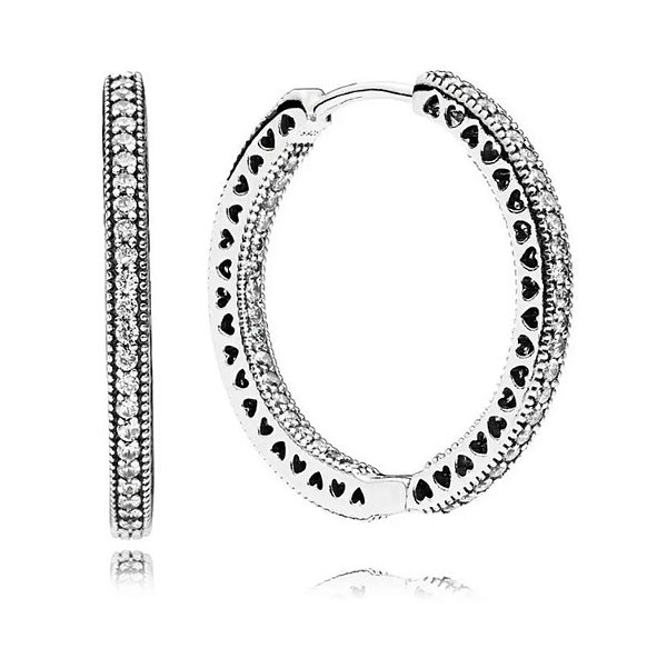 Brinco Argola Corações Prata 925 legitima