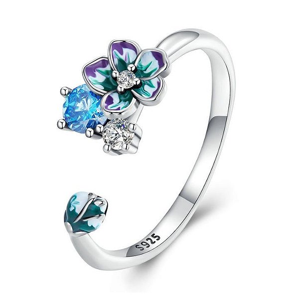 Anel Ajustavel Floral Prata 925 Eternal Joias