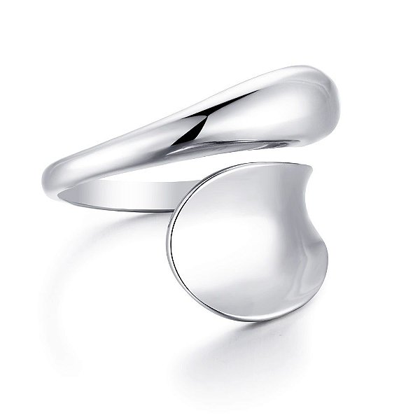 Anel Concavo Polido Gotas Ajustavel Prata 925 Eternal Joias